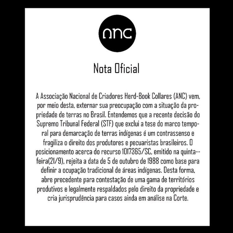 Nota Oficial Marco Temporal - Imagem